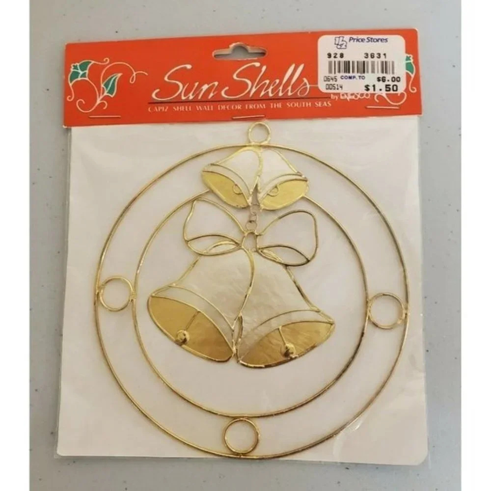 VTG ENESCO Capiz Sun Shells Bells Xmas Ornament